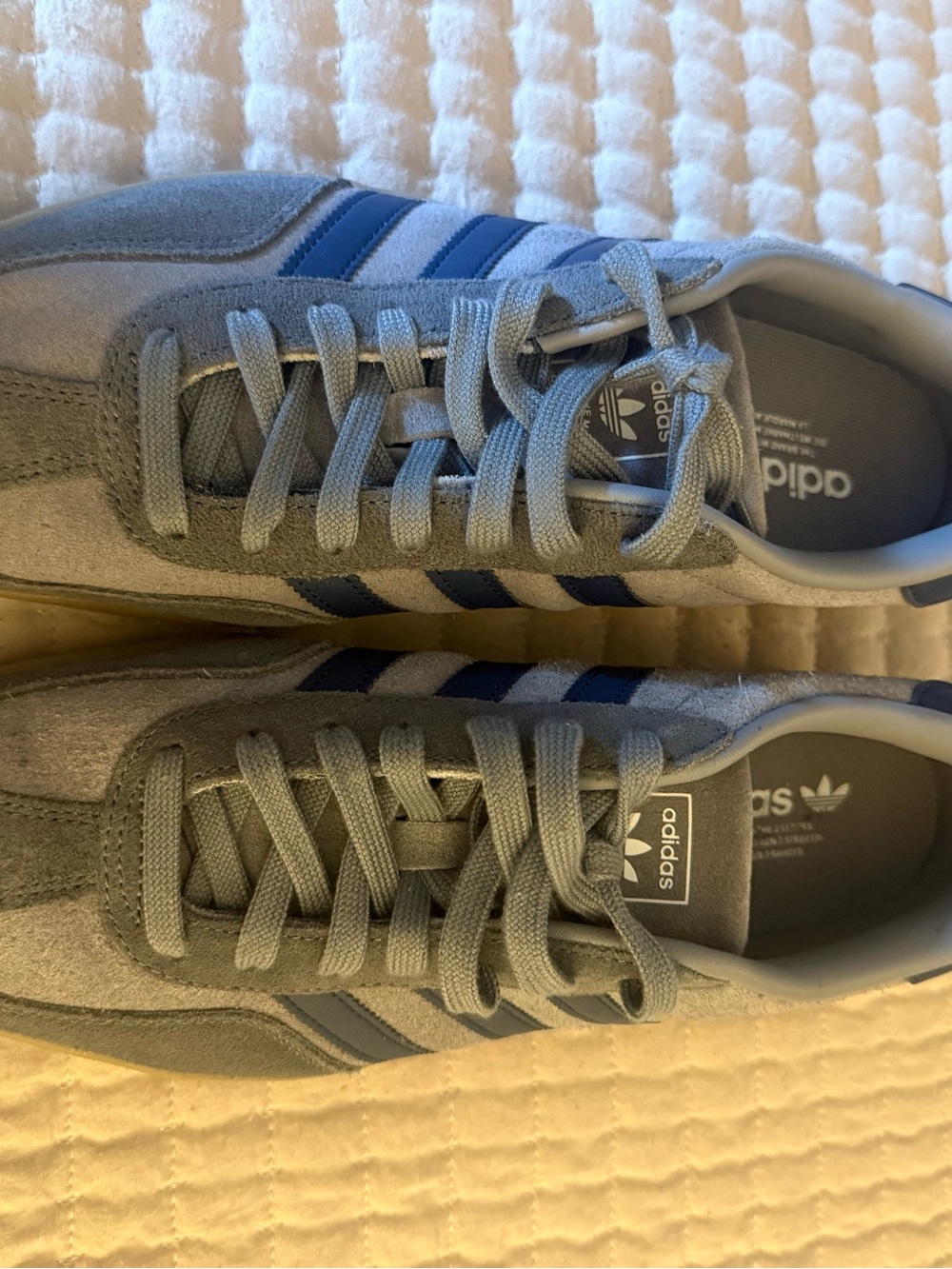 adidas gazelle Men’s Gray Suede Sneakers with Navy Stripes